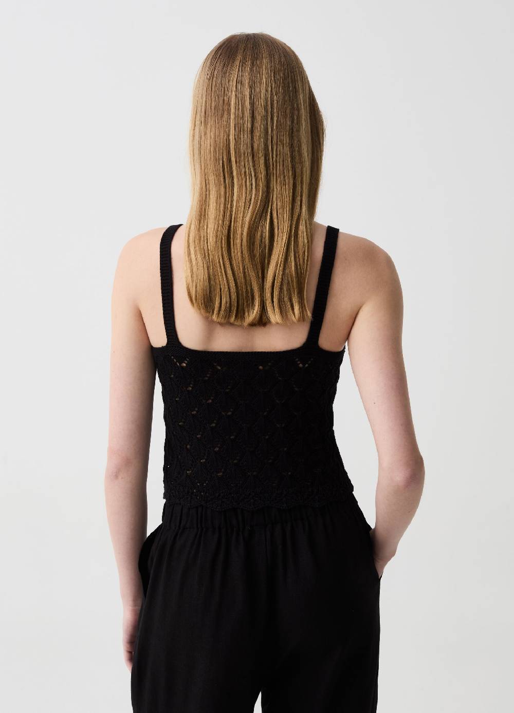 Ovs Tank Top Crochet Con Scollo A V