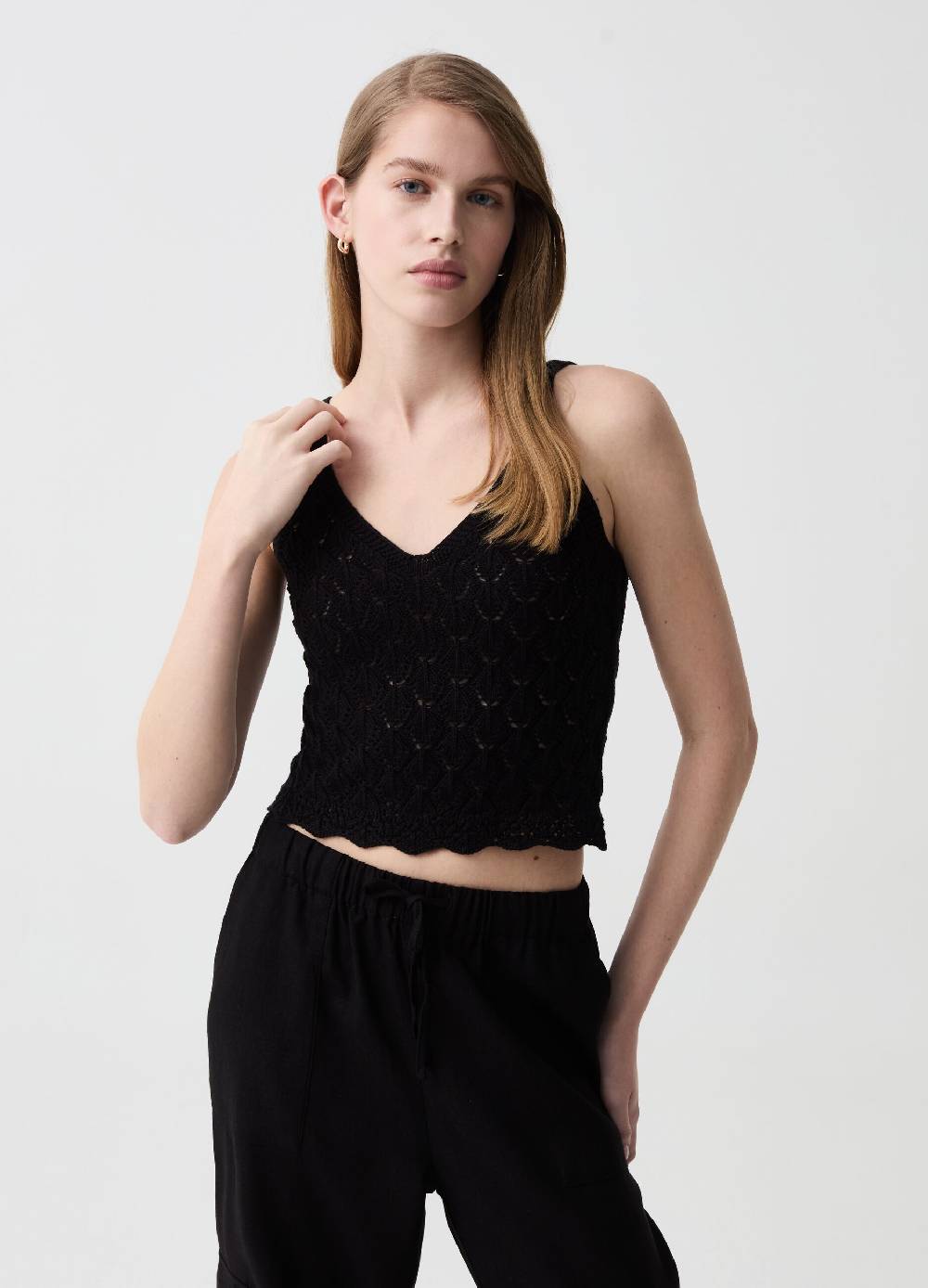 Ovs Tank top crochet con scollo a V