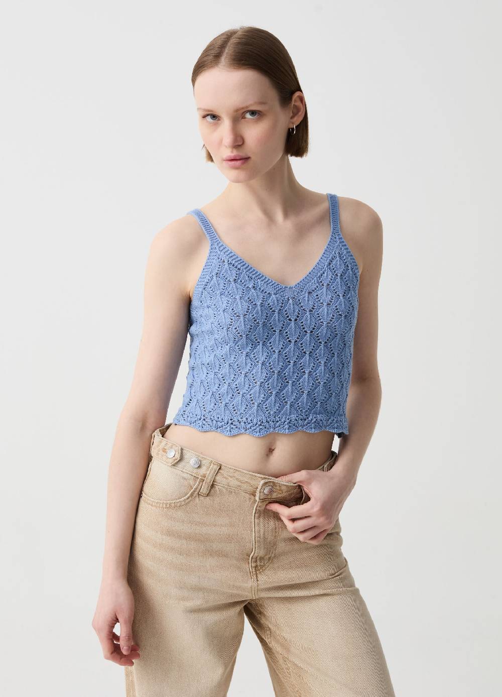 Ovs Tank top crochet con scollo a V