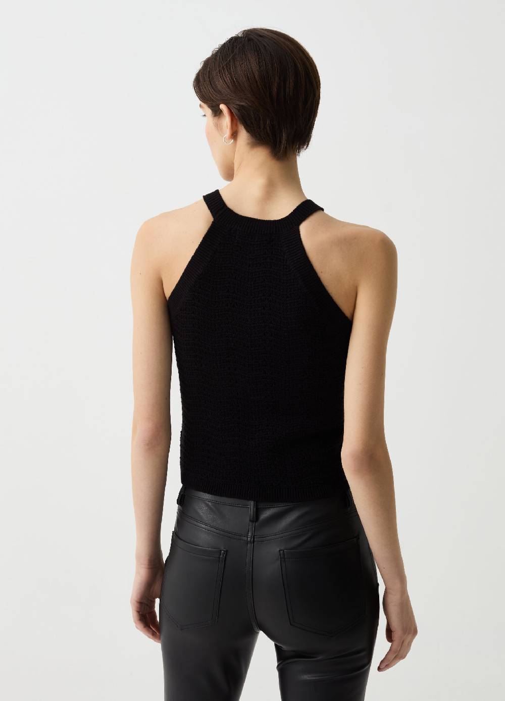 Ovs Tank Top Crochet Con Scollo Halter