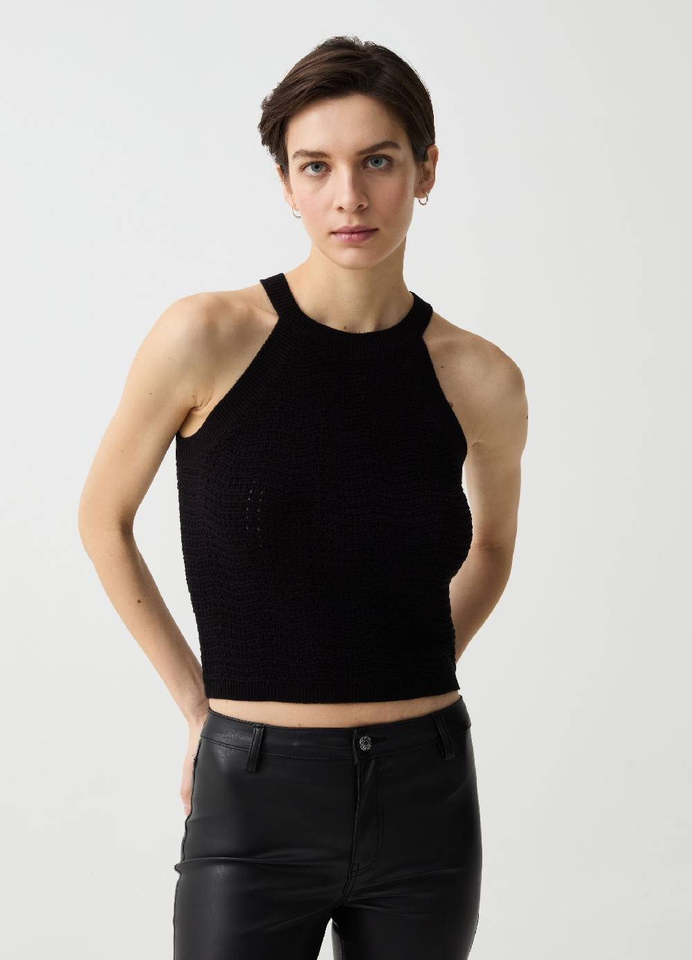 Ovs Tank top crochet con scollo halter