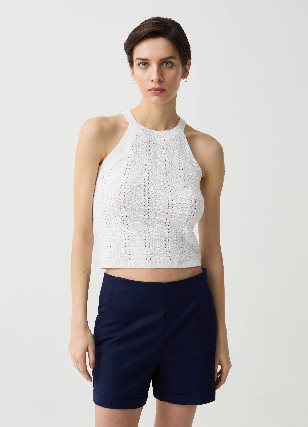Ovs Tank top crochet con scollo halter