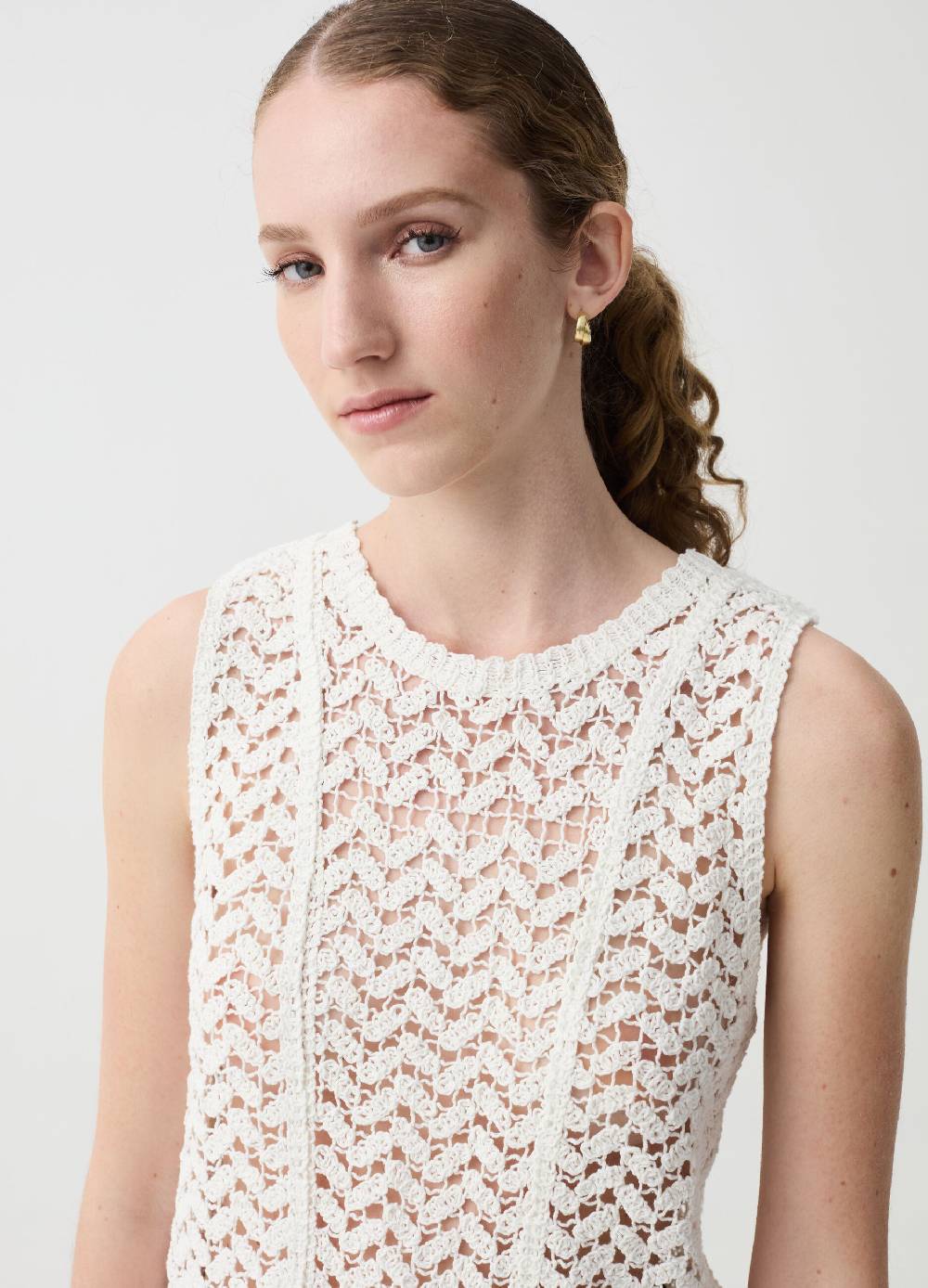 Ovs Tank Top Crochet In Cotone