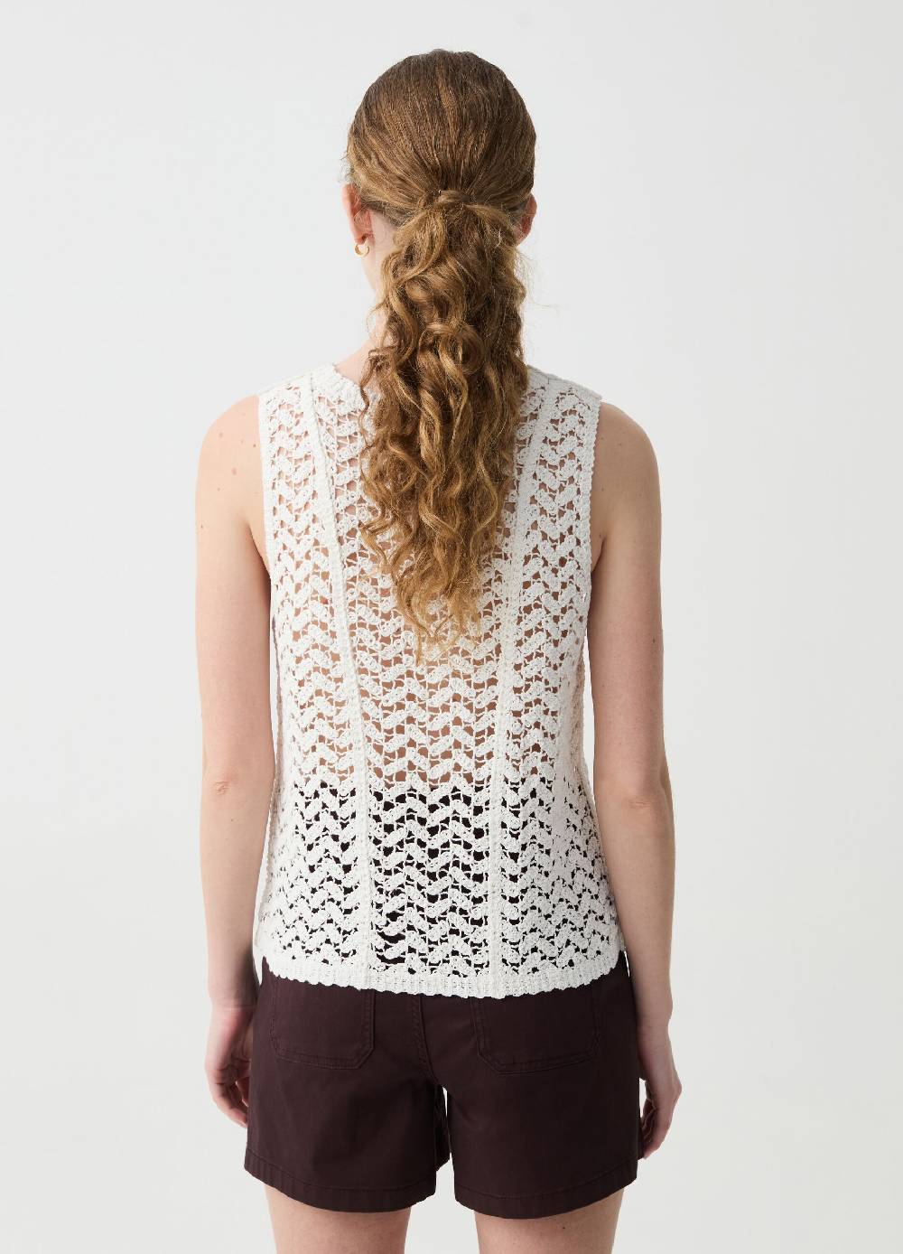 Ovs Tank Top Crochet In Cotone