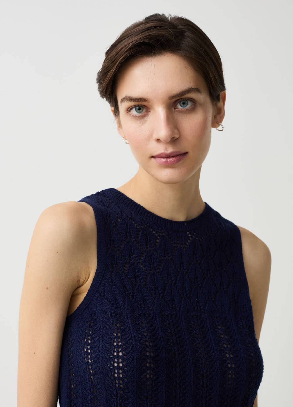 Ovs Tank Top Crochet Yoke Con Scollo Rotondo