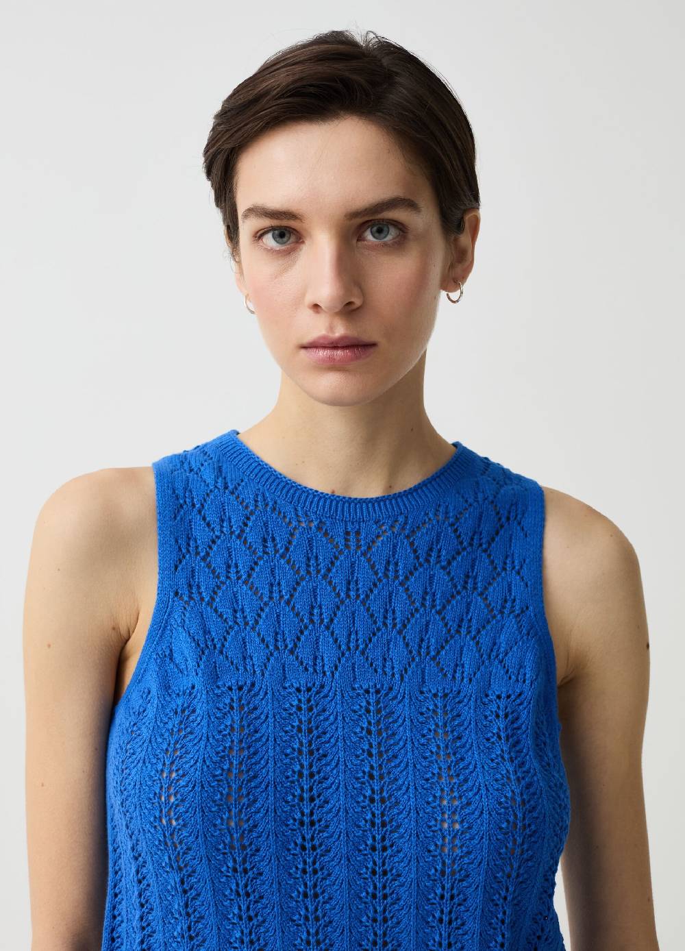 Ovs Tank Top Crochet Yoke Con Scollo Rotondo
