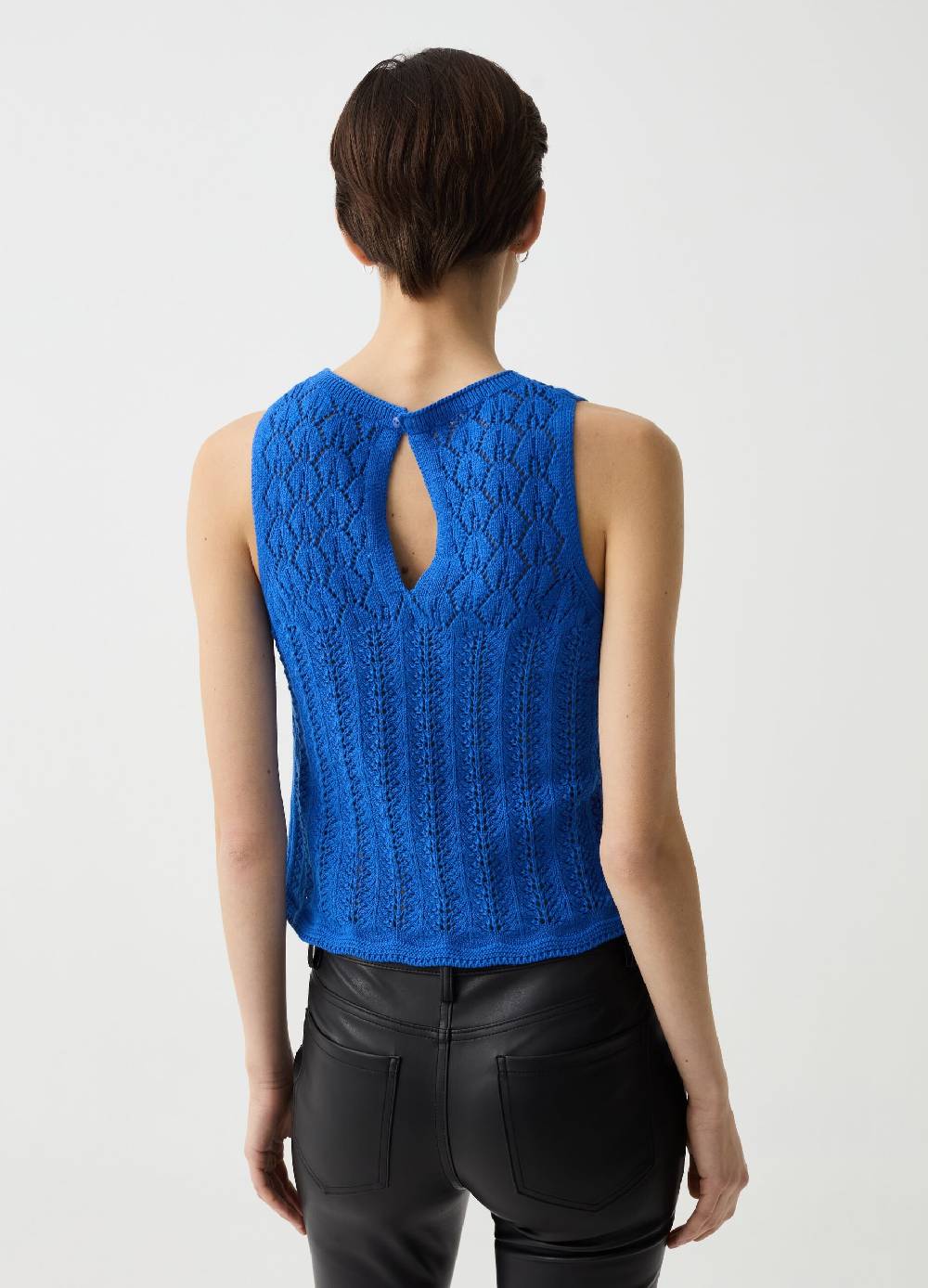Ovs Tank Top Crochet Yoke Con Scollo Rotondo