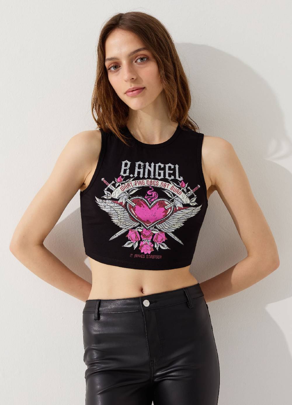 Ovs Tank Top Crop Con Cuore Alato