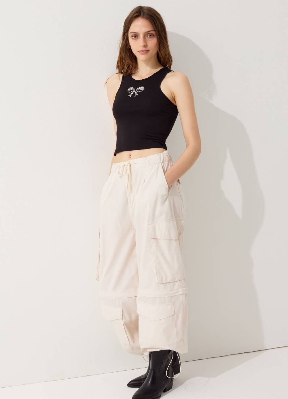 Ovs Tank Top Crop Con Fiocco In Strass