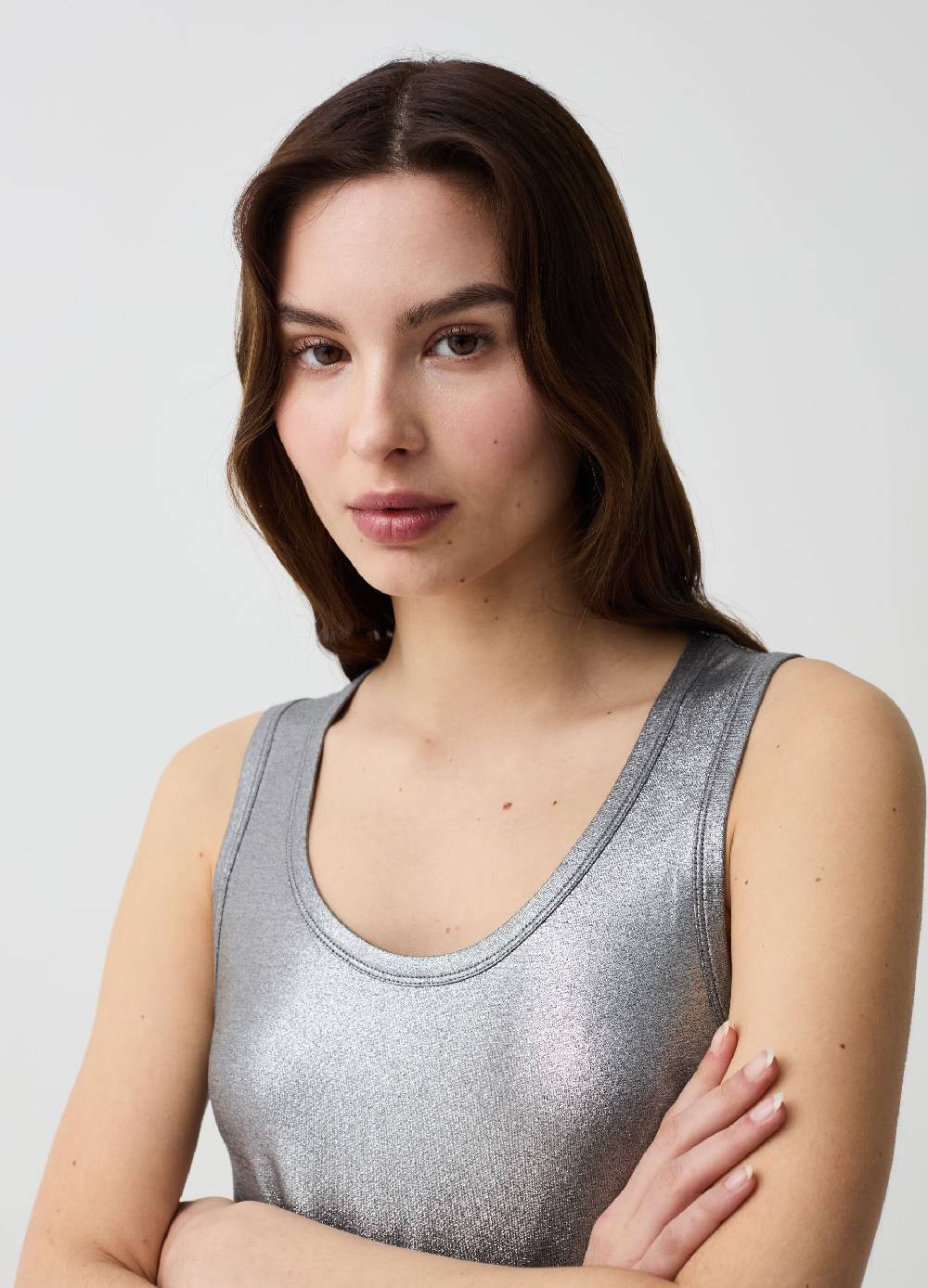 Ovs Tank Top Effetto Metallizzato Con Glitter
