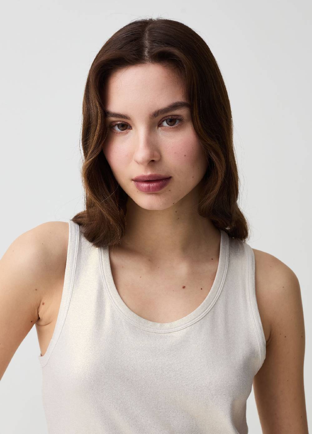 Ovs Tank Top Effetto Metallizzato Con Glitter