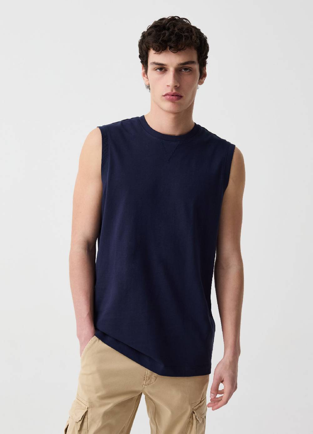 Ovs Tank Top Girocollo Con Dettaglio A V