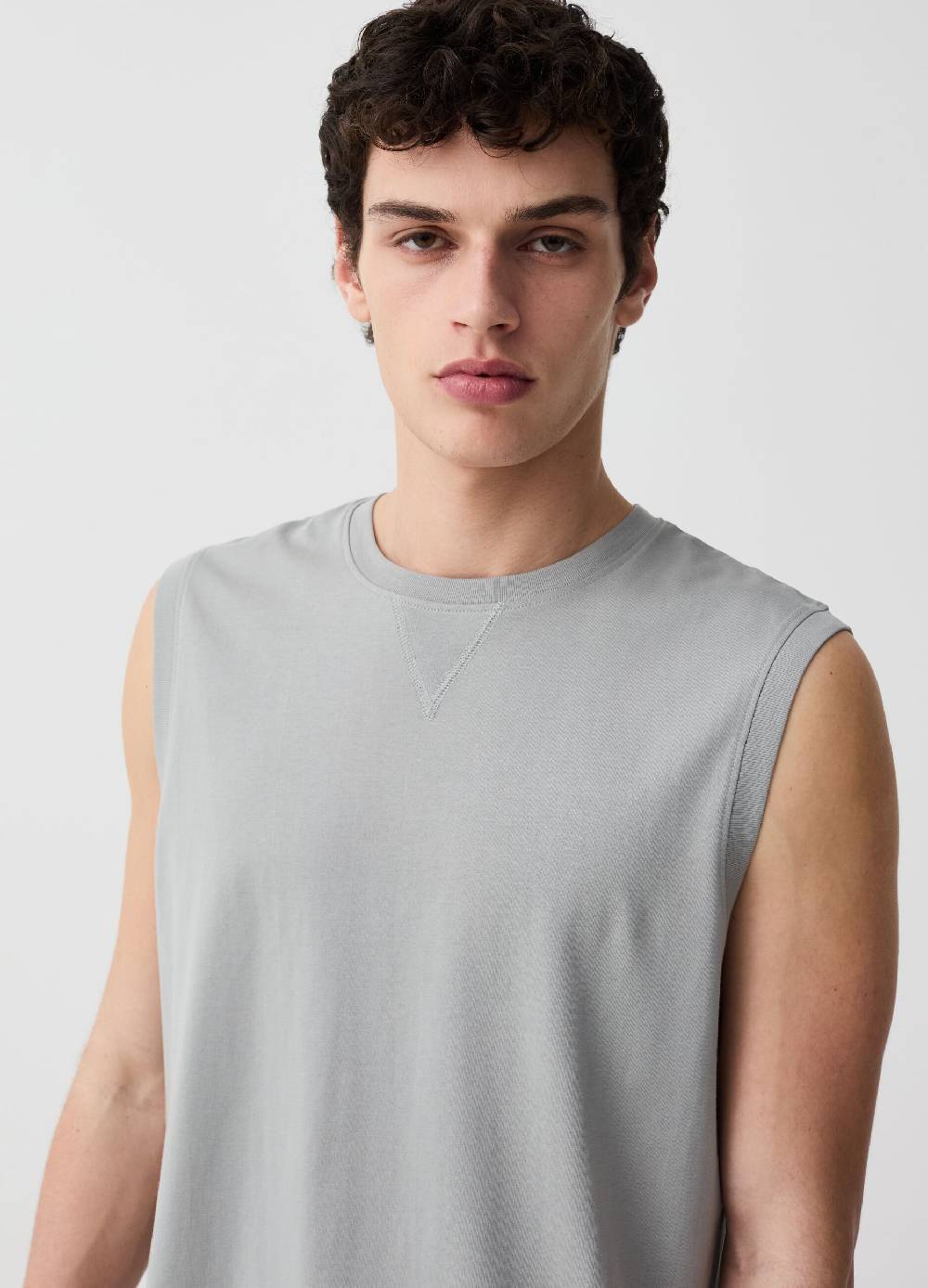 Ovs Tank Top Girocollo Con Dettaglio A V