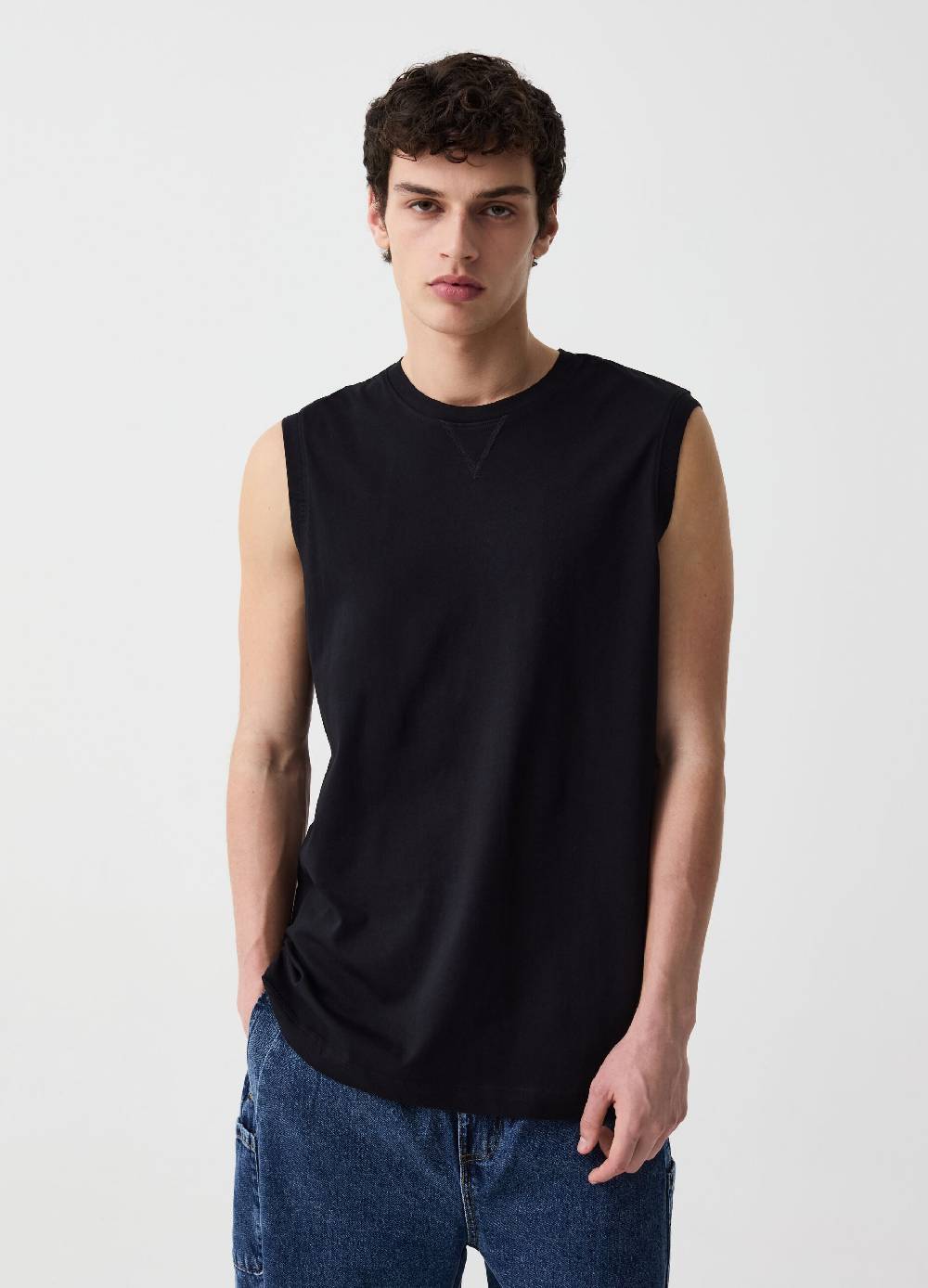 Ovs Tank Top Girocollo Con Dettaglio A V