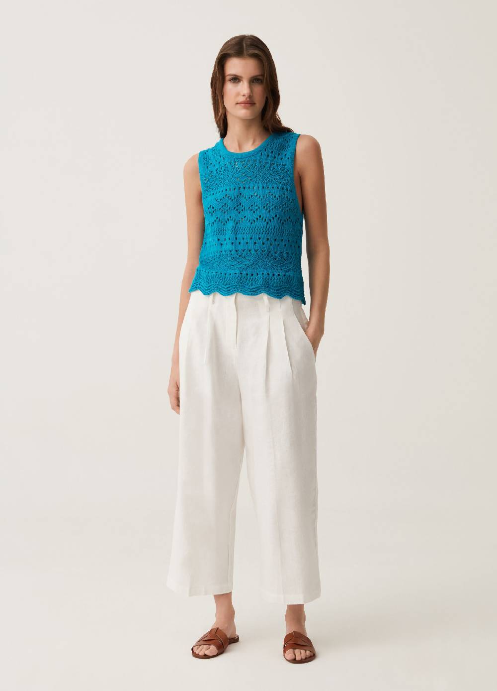Ovs Tank Top In Cotone Crochet