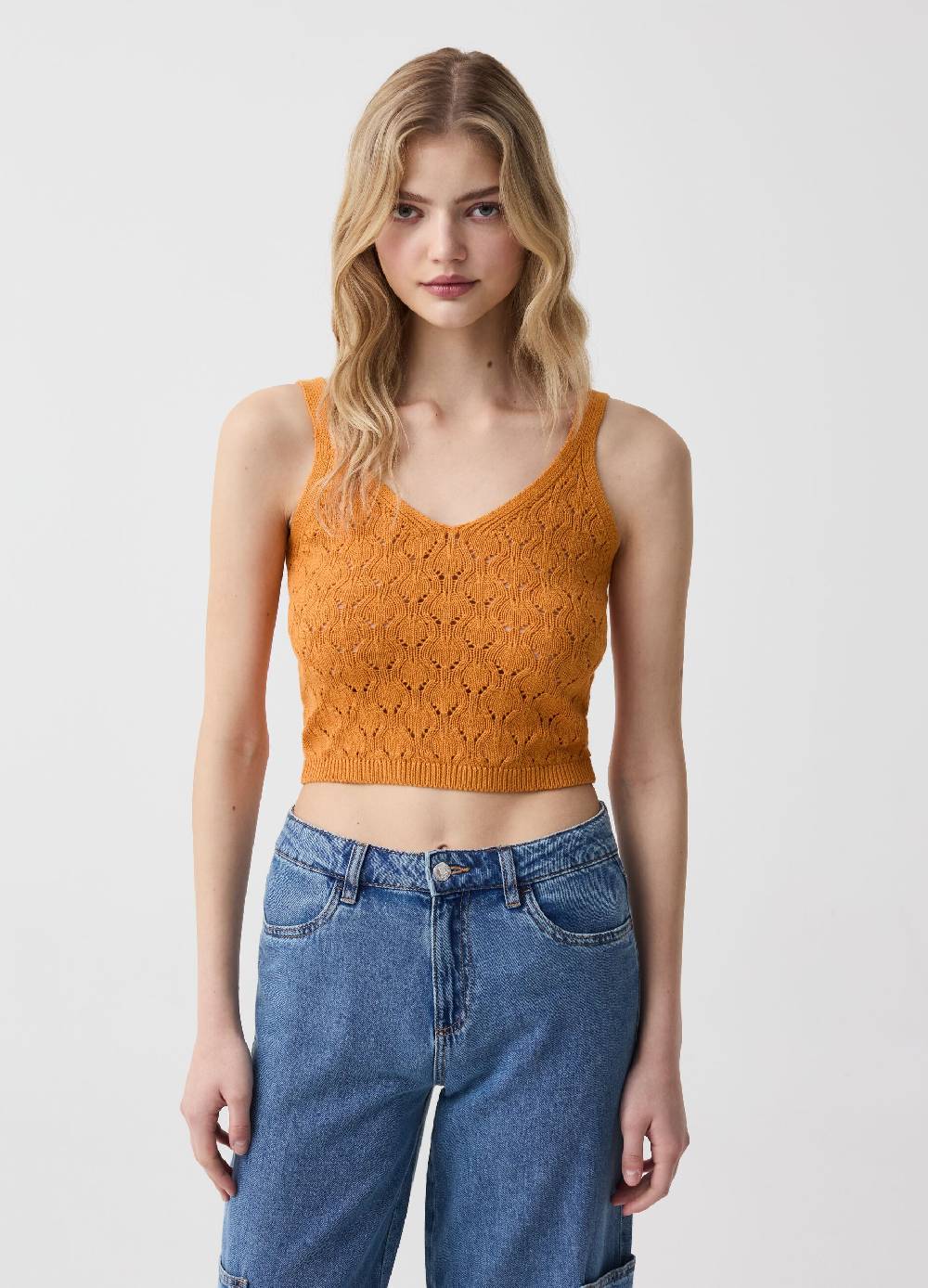 Ovs Tank Top In Cotone Crochet
