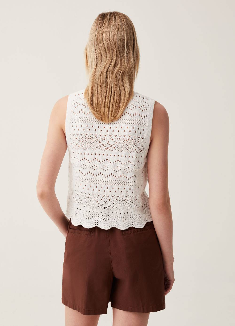 Ovs Tank Top In Cotone Crochet