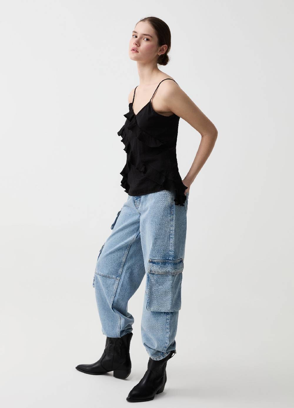 Ovs Tank top in crêpe con volant