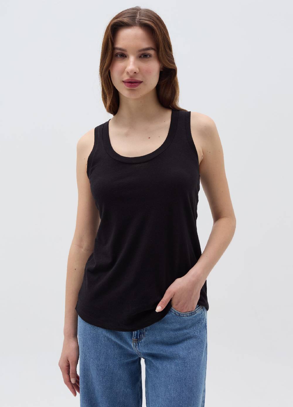 Ovs Tank Top In Lino E Cotone Con Scollo Rotondo