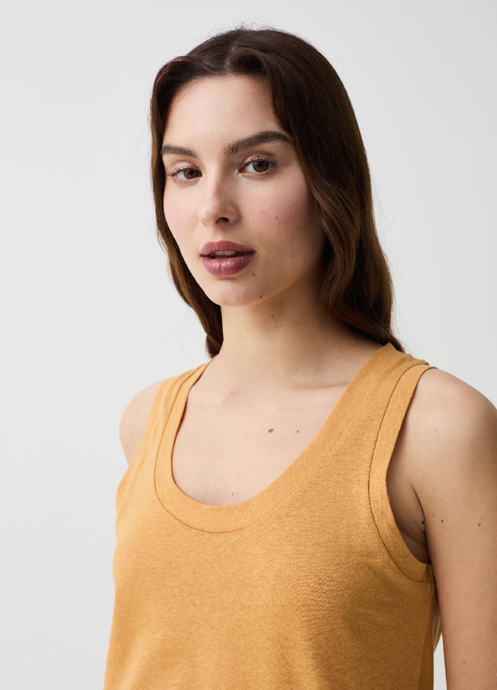 Ovs Tank Top In Lino E Cotone Con Scollo Rotondo