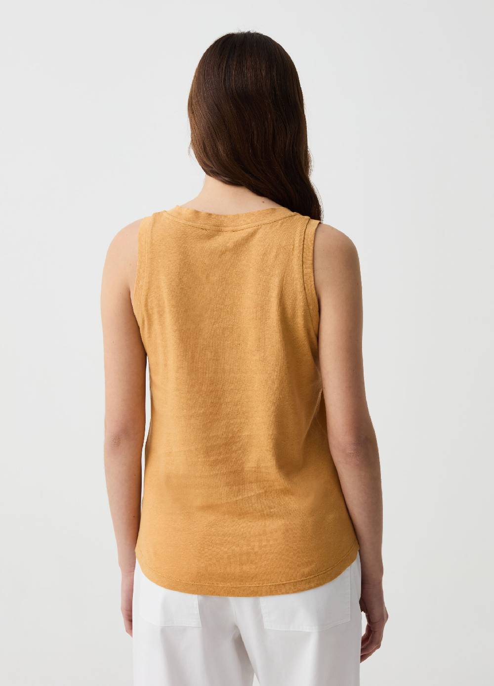 Ovs Tank Top In Lino E Cotone Con Scollo Rotondo