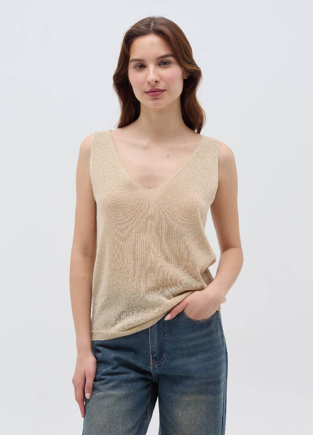 Ovs Tank top in lurex scollo a V
