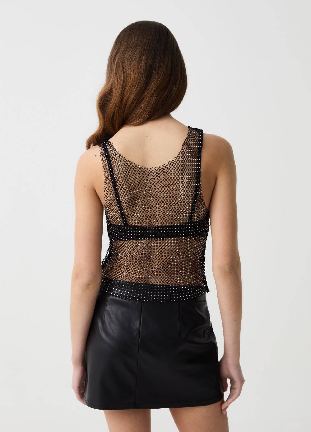 Ovs Tank Top In Mesh A Rete Con Strass