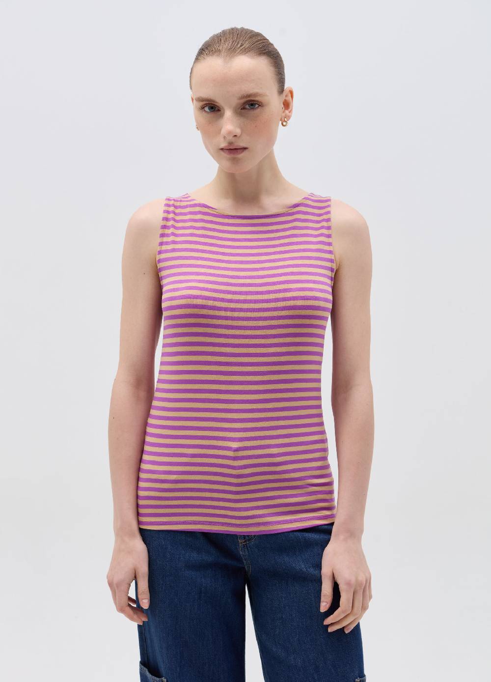 Ovs Tank Top In Viscosa Stretch A Righe