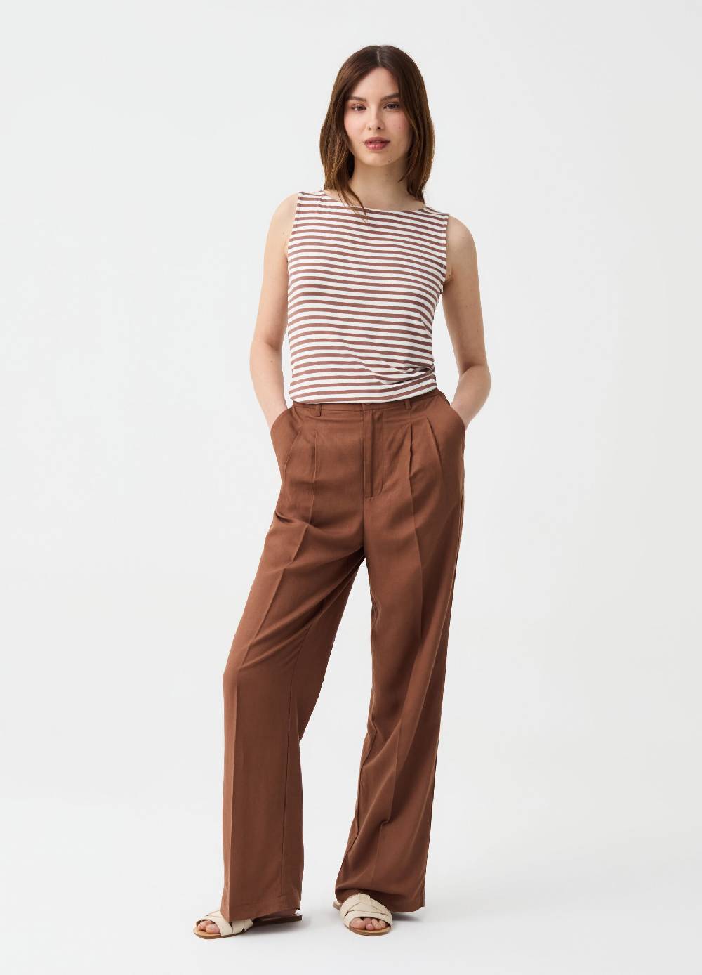 Ovs Tank Top In Viscosa Stretch A Righe