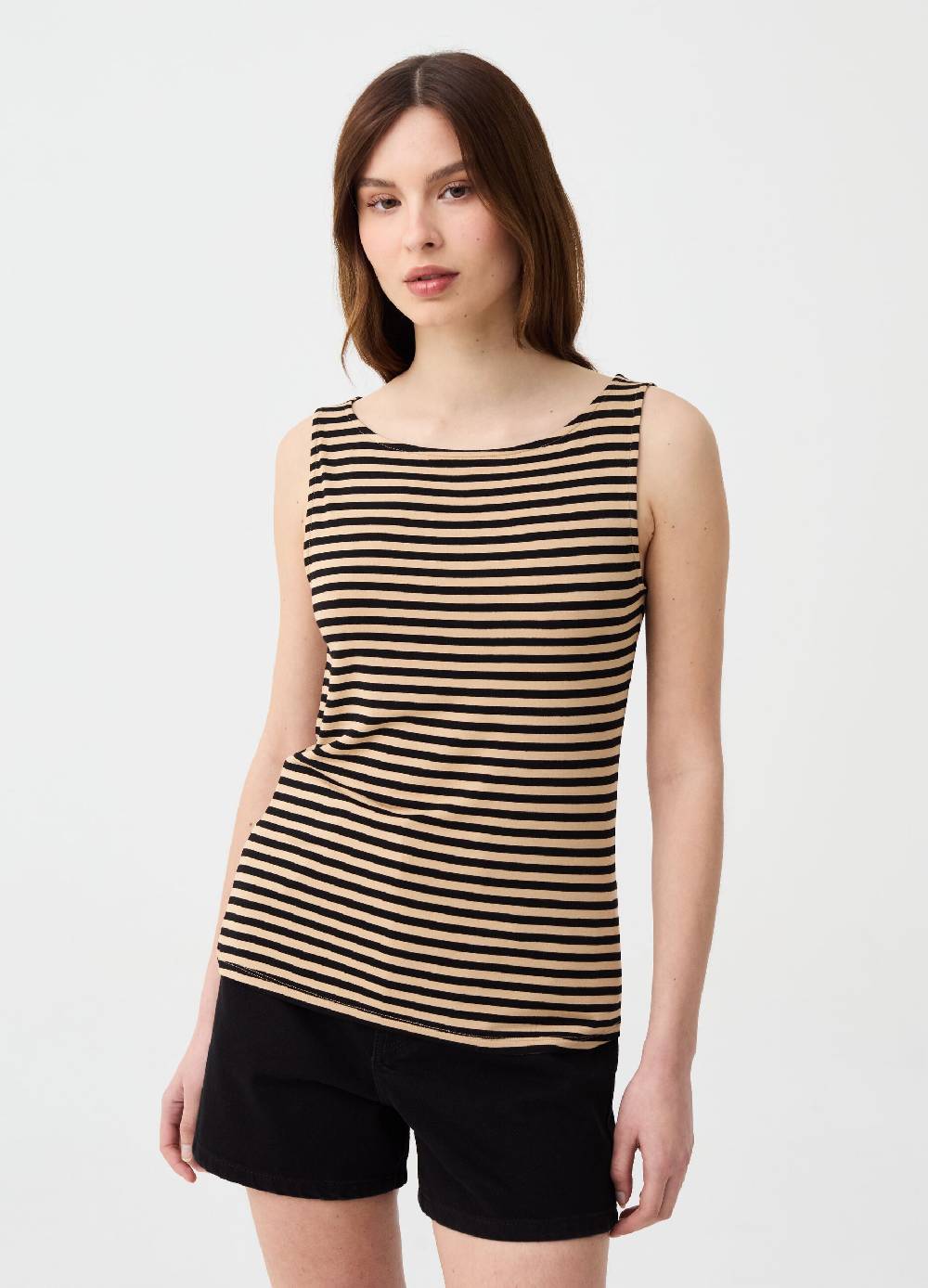 Ovs Tank Top In Viscosa Stretch A Righe