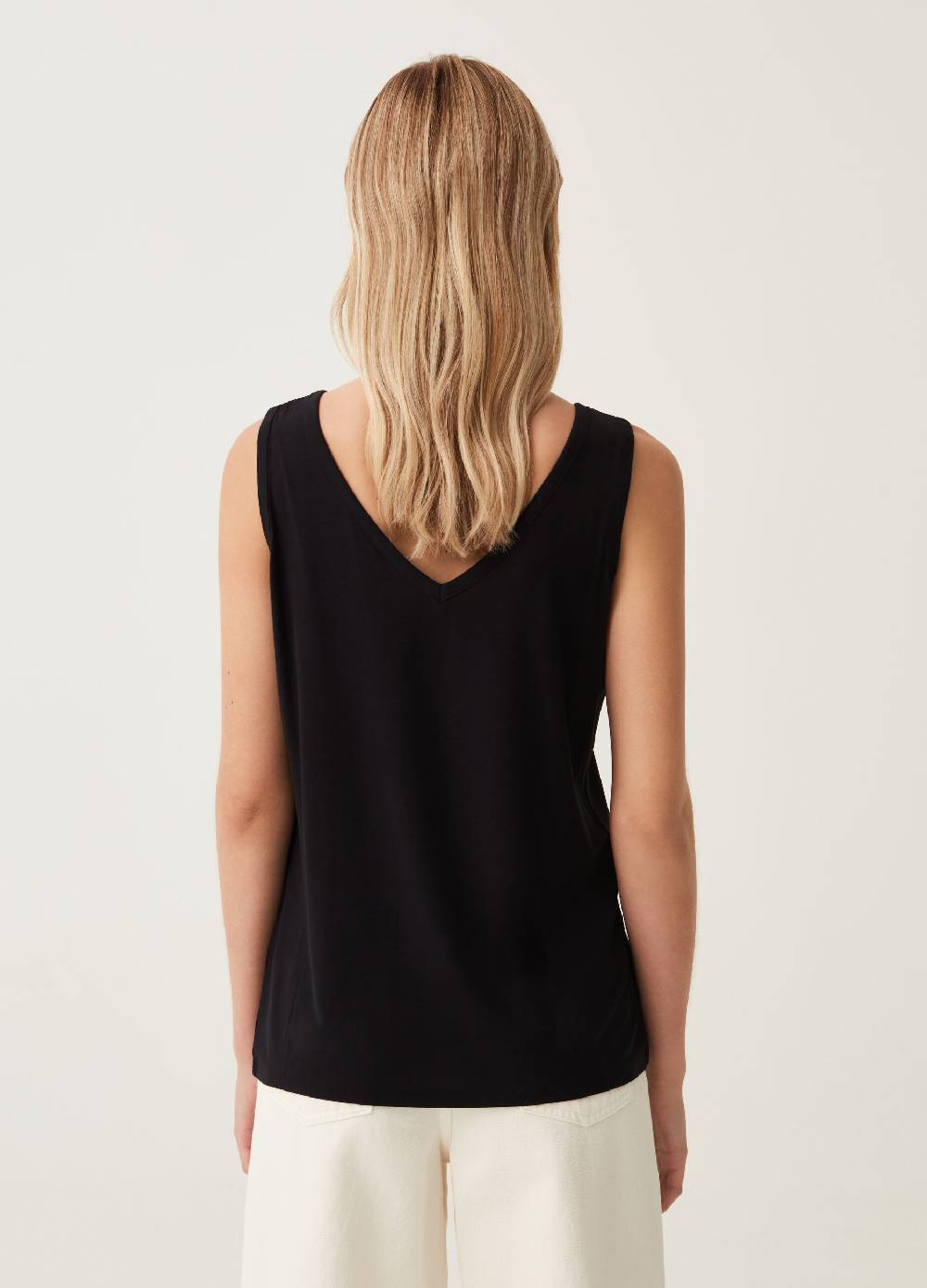 Ovs Tank Top In Viscosa Stretch Scollo A V
