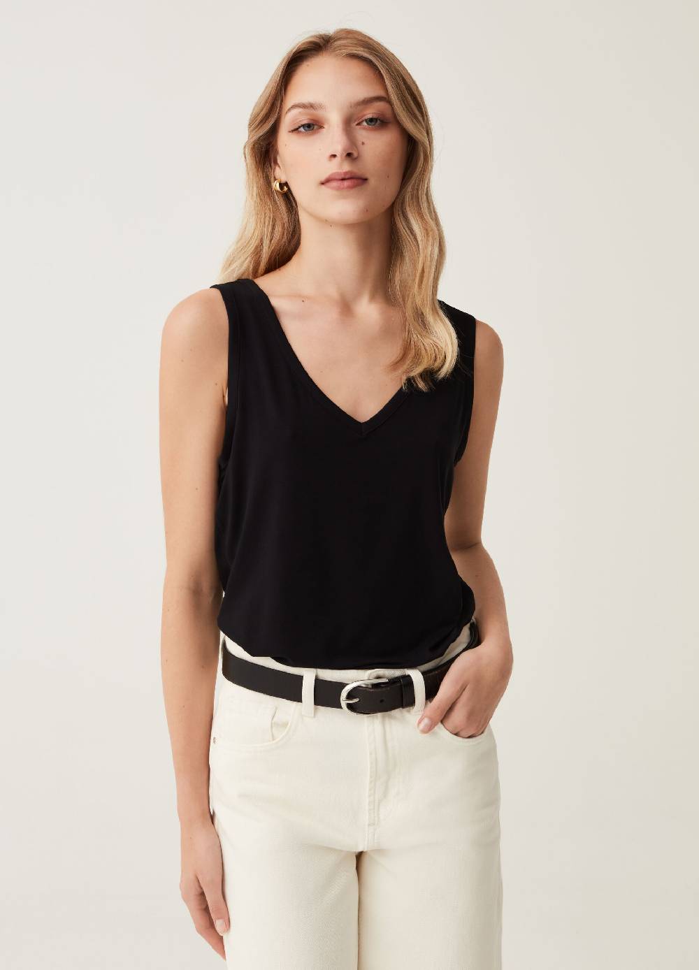 Ovs Tank top in viscosa stretch scollo a V