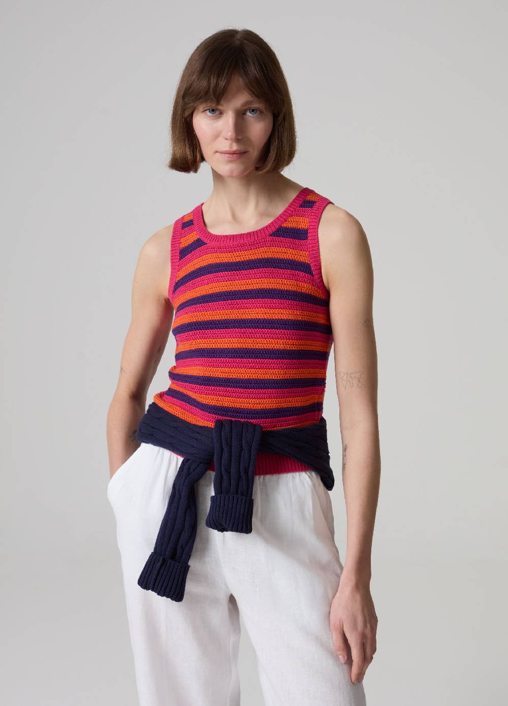 Ovs Tank top tricot a righe multicolor