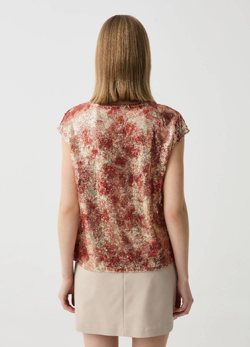 Ovs Top A Maniche Corte Con Paillettes All-over