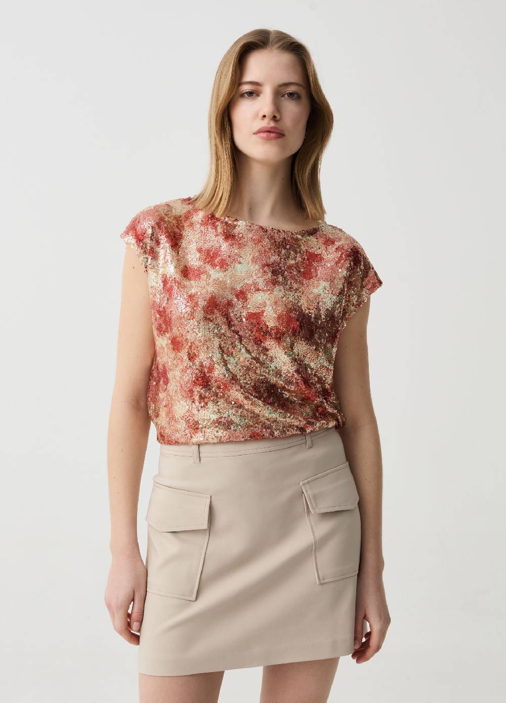 Ovs Top a maniche corte con paillettes all-over
