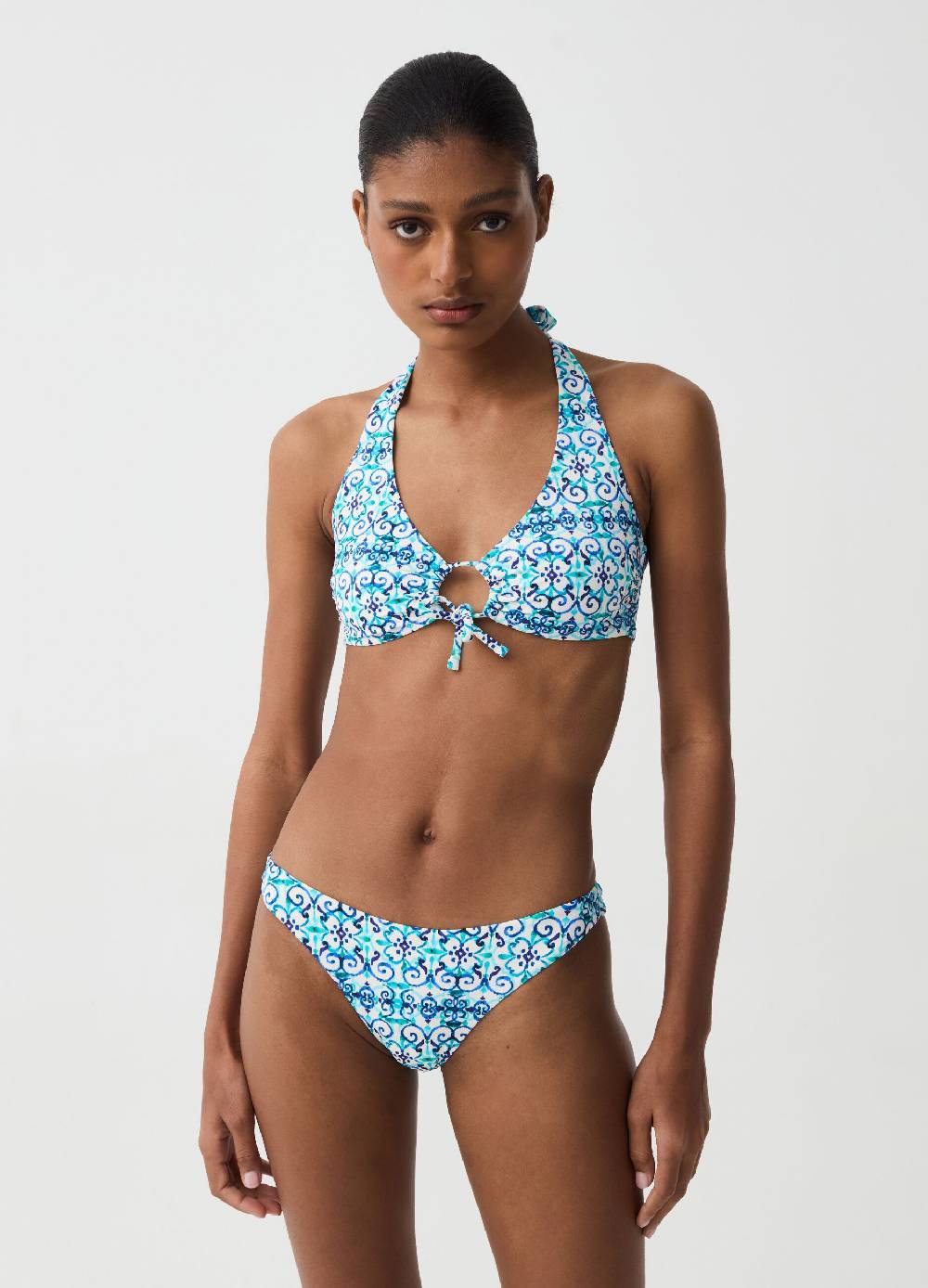Ovs Top Bikini Con Anello Stampa Maiolica