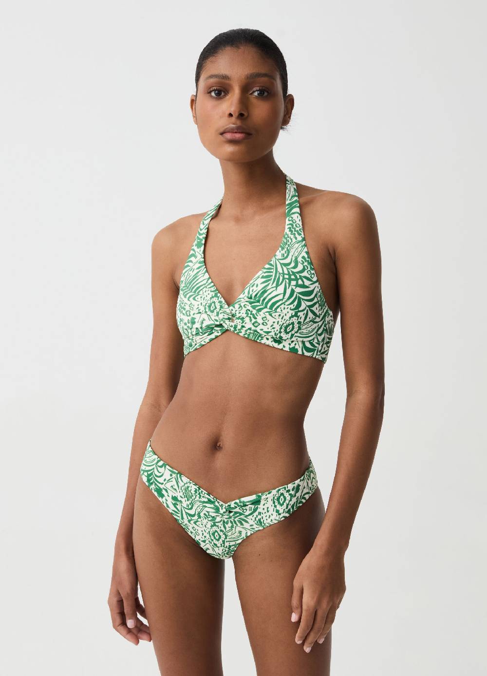 Ovs Top Bikini Scollo Halter Stampa Foliage