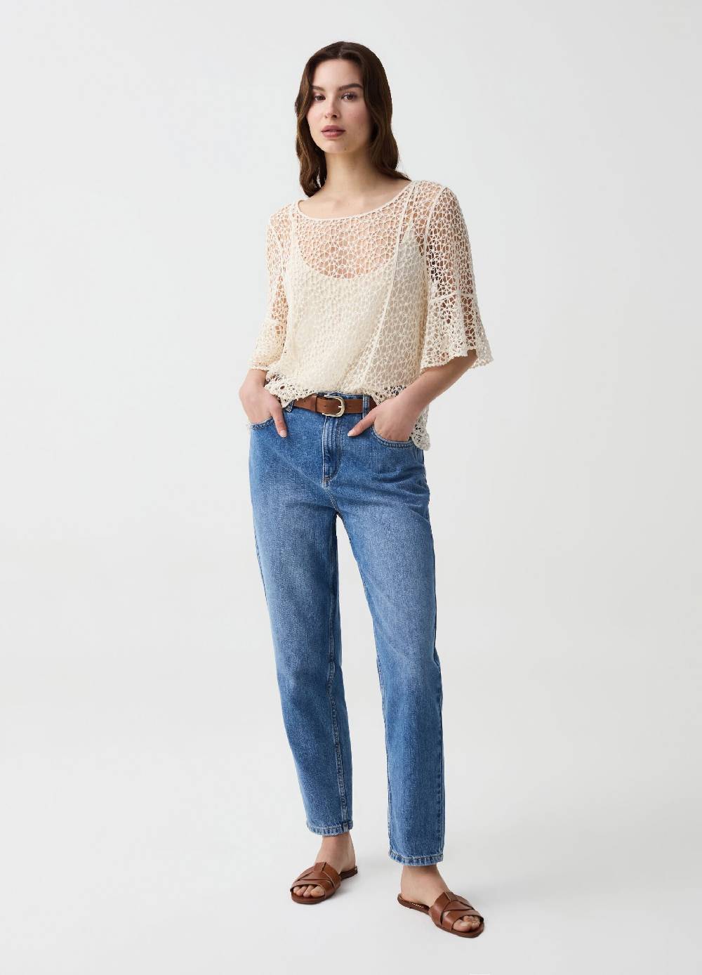 Ovs Top Crochet Con Maniche Al Gomito