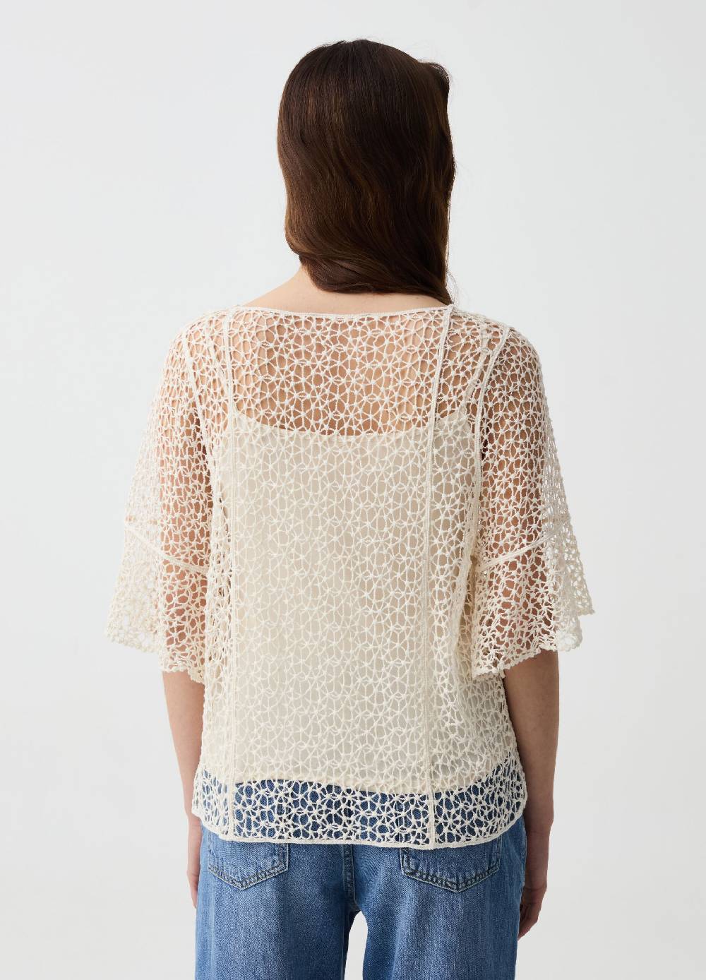 Ovs Top Crochet Con Maniche Al Gomito