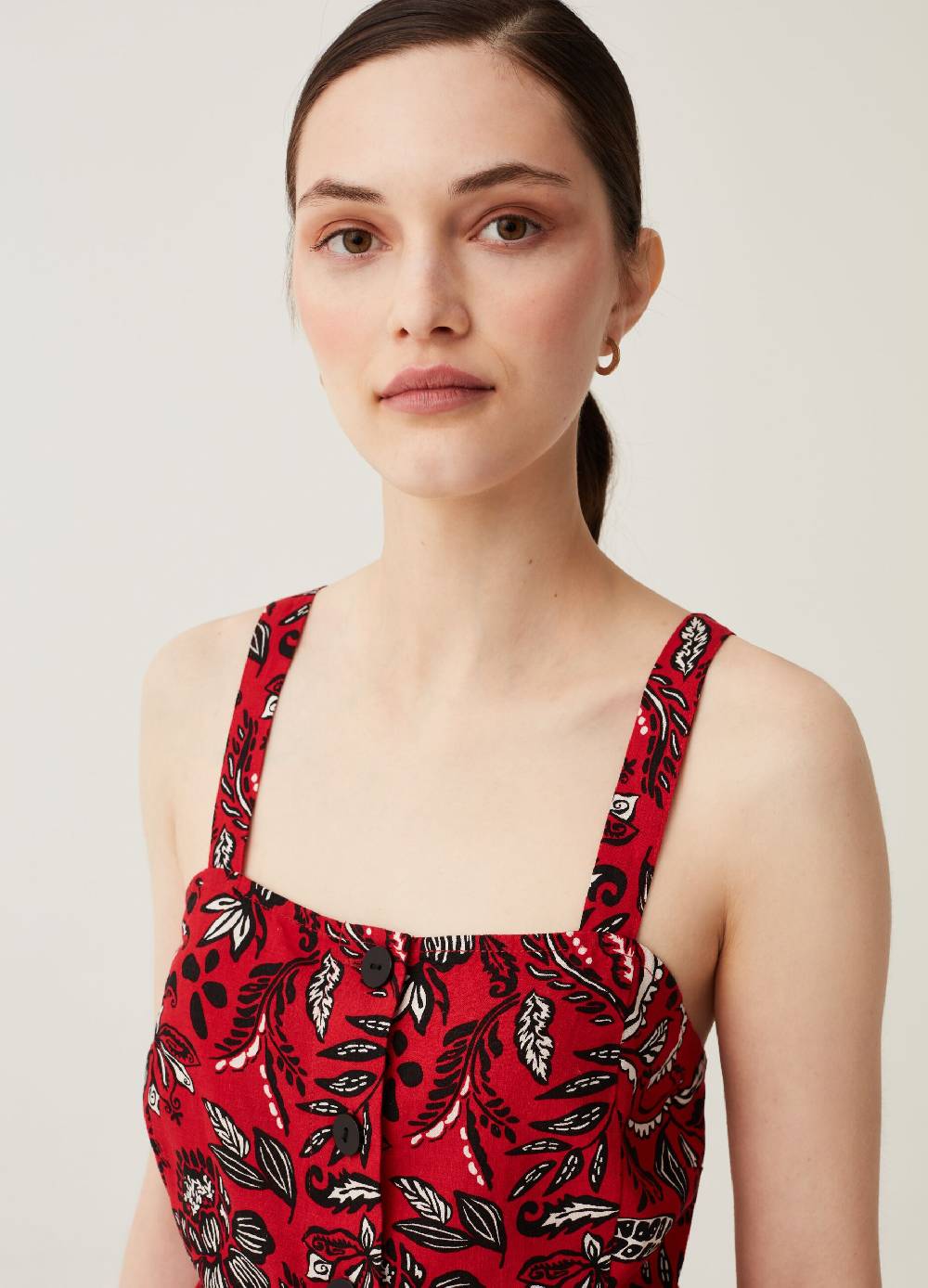 Ovs Top In Lino E Viscosa Con Bottoni