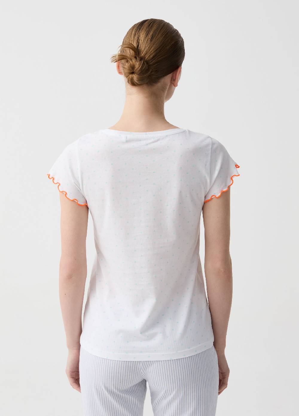 Ovs Top Pigiama A Pois Con Profili Ondulati