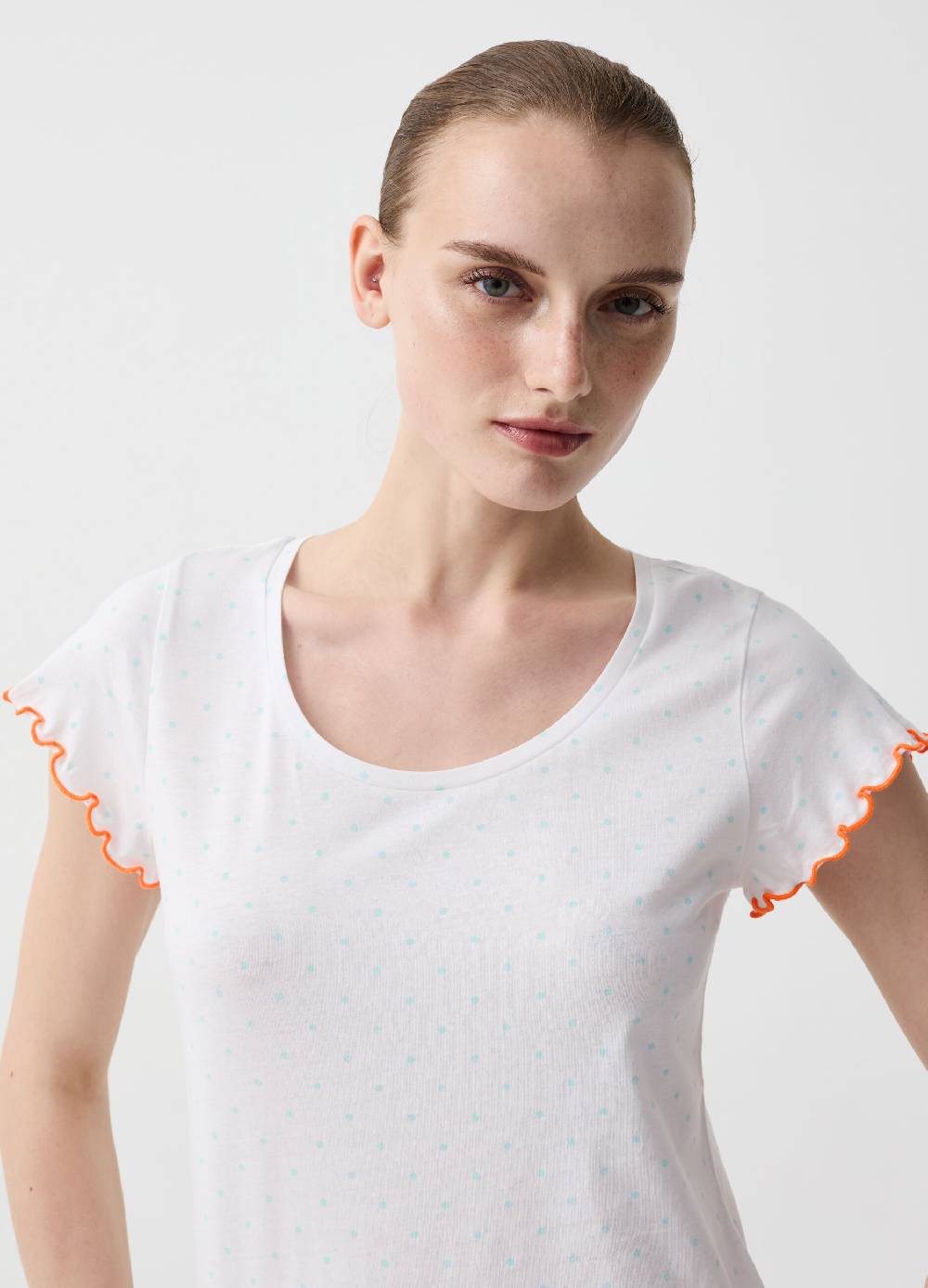 Ovs Top pigiama a pois con profili ondulati