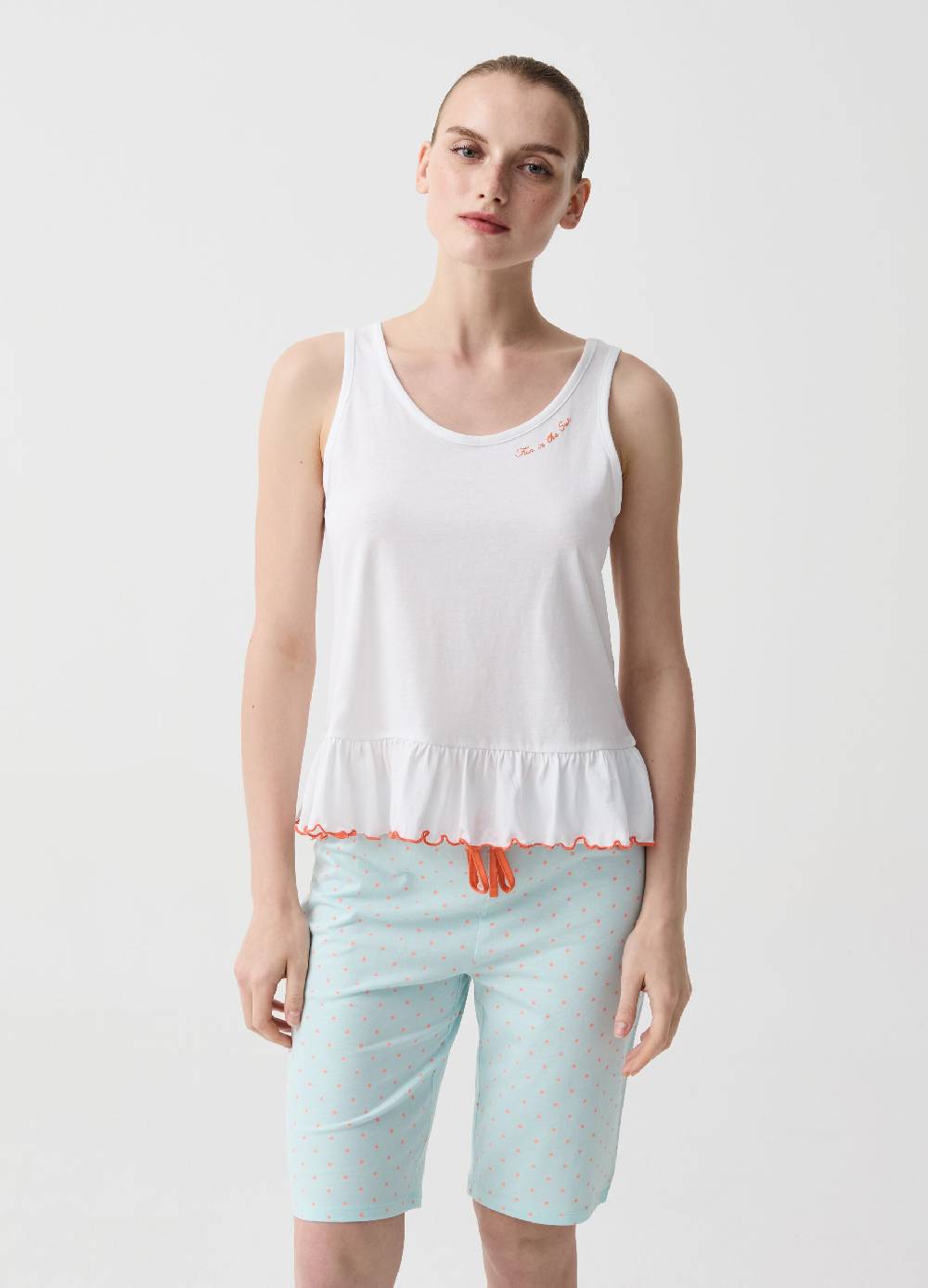 Ovs Top Pigiama Con Balza E Profilo Ondulato