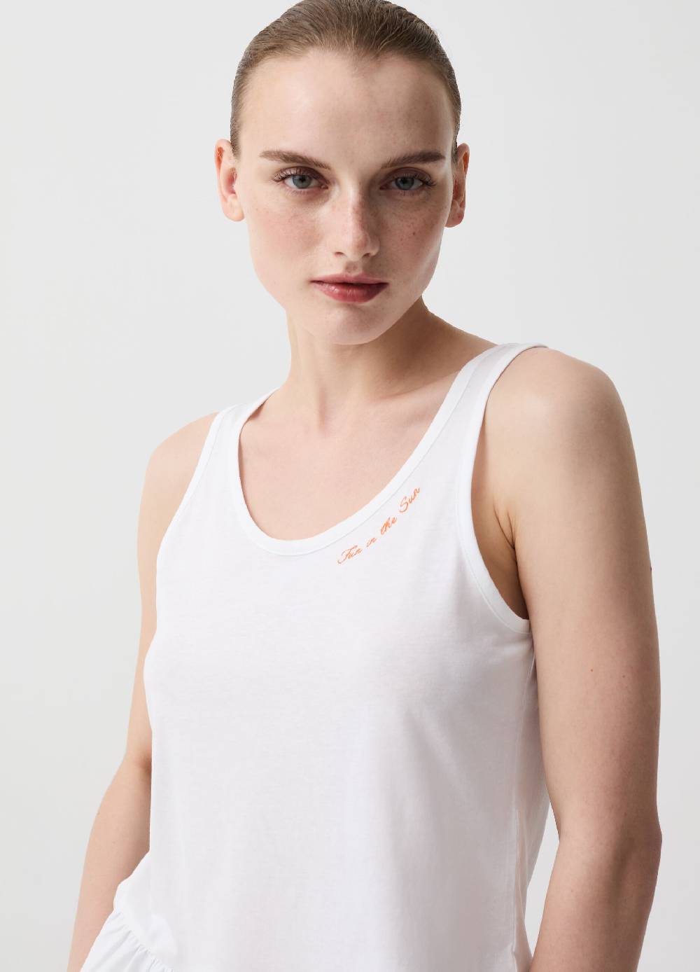 Ovs Top pigiama con balza e profilo ondulato