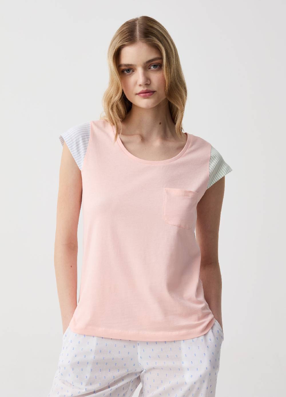 Ovs Top Pigiama Con Maniche Corte A Righe