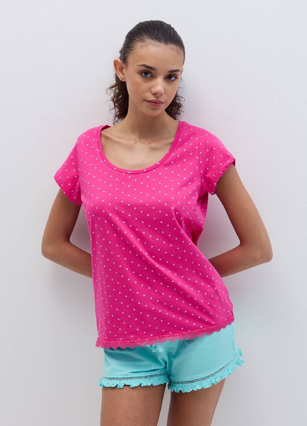 Ovs Top pigiama in cotone bio a pois