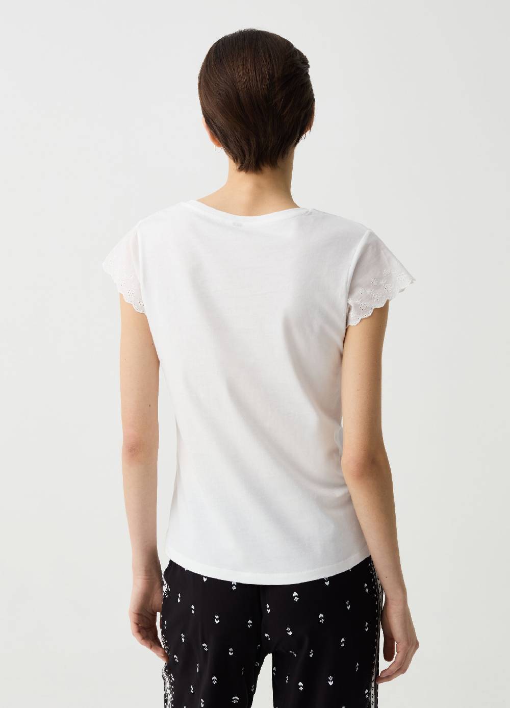 Ovs Top Pigiama In Jersey Con Profili In Sangallo