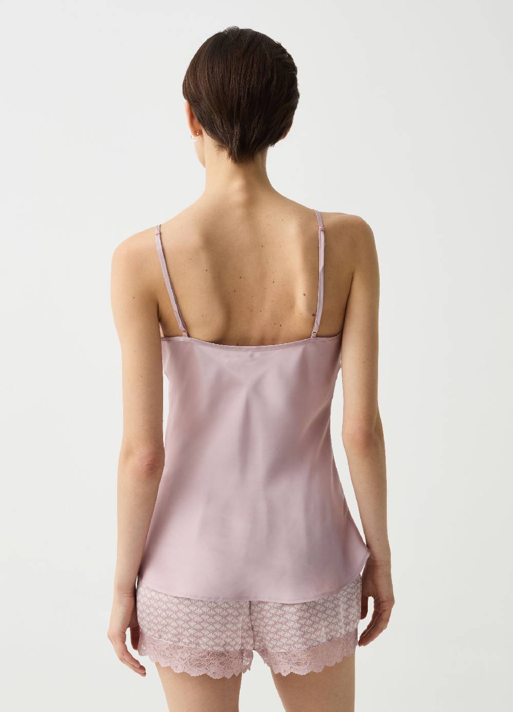 Ovs Top Pigiama In Satin Con Pizzo