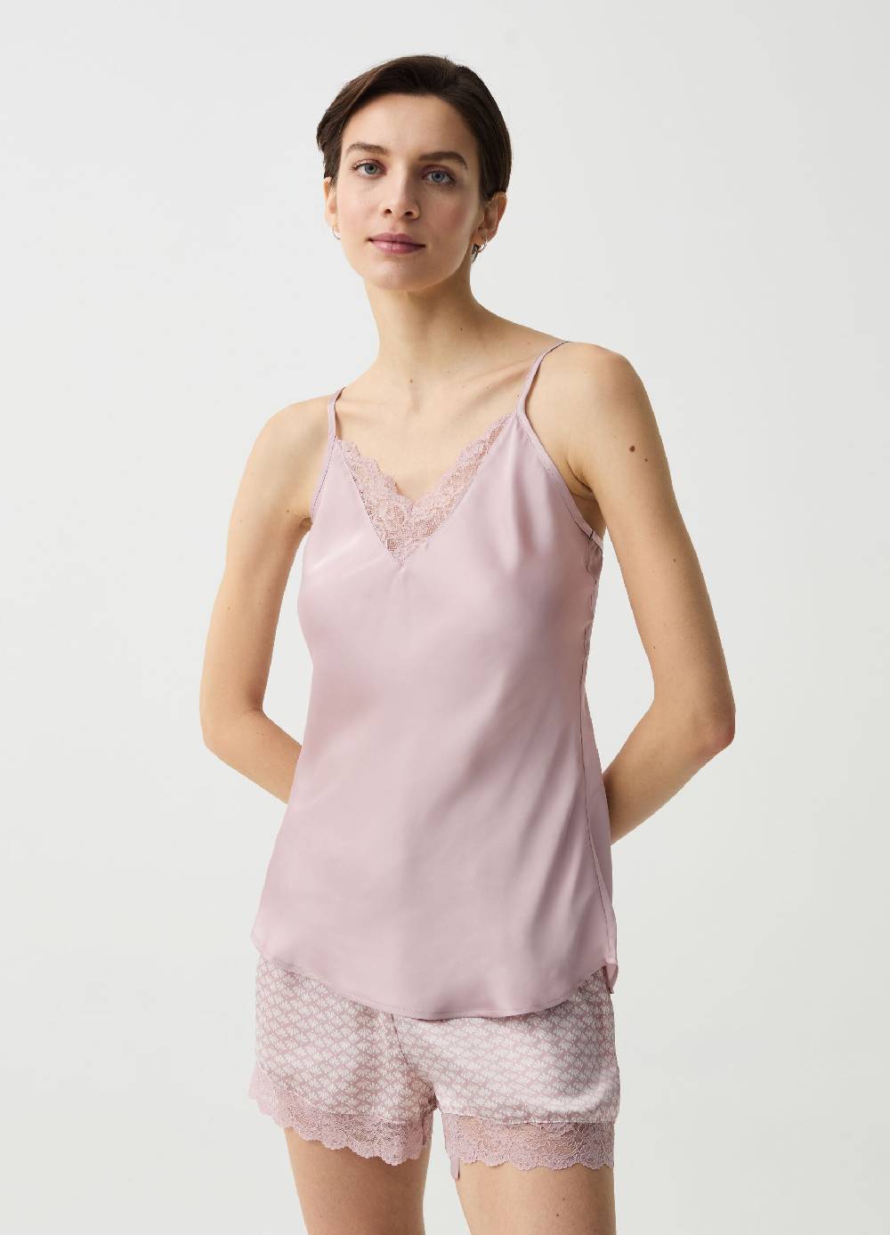 Ovs Top pigiama in satin con pizzo