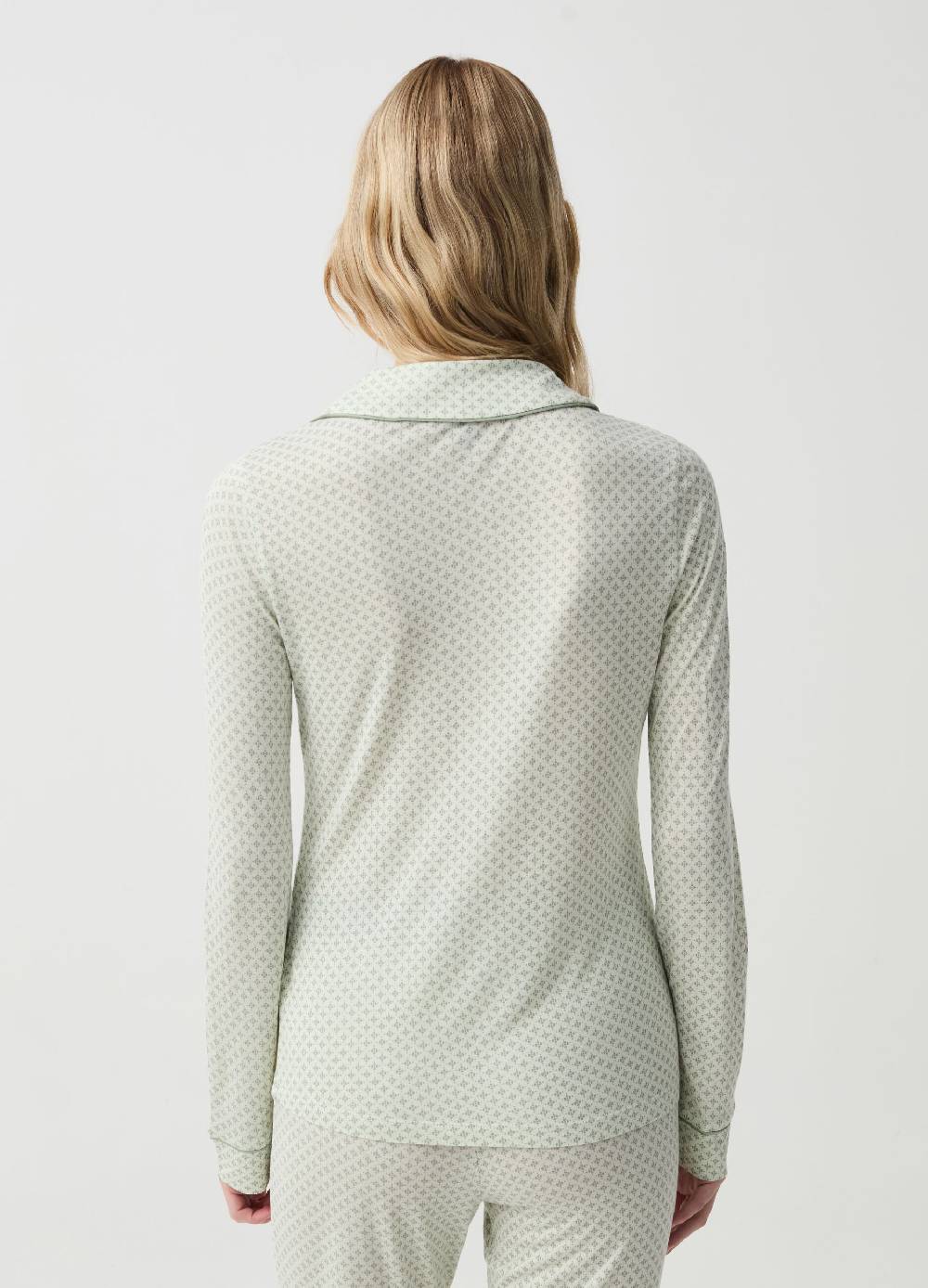 Ovs Top Pigiama In Viscosa Con Micro Fantasia